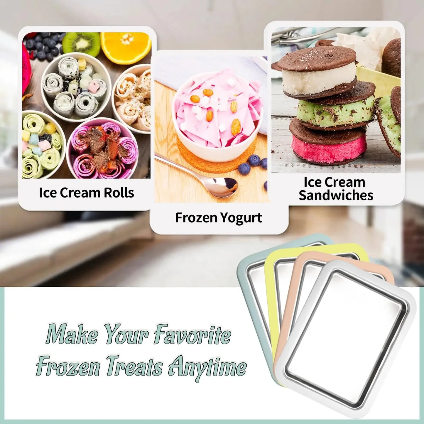 ChillRoll™ Rolled Ice Cream Maker Pan – DIY Frozen Yogurt & Ice Cream Roll Kit