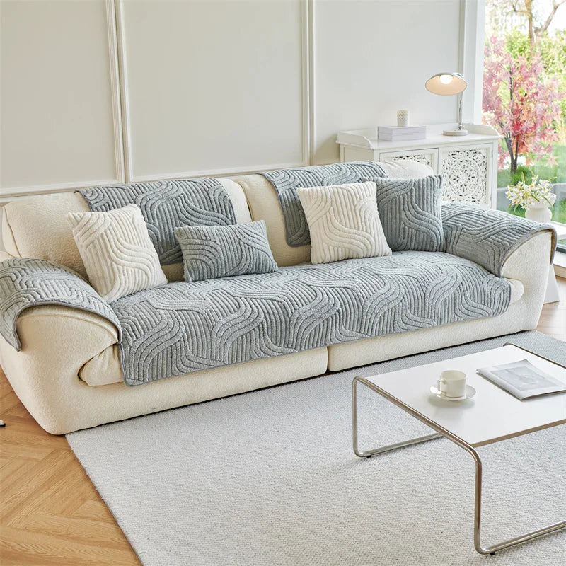 LuxuraFit™ Anti-Slip Velvet Sofa Cover – Premium Jacquard Couch Protector
