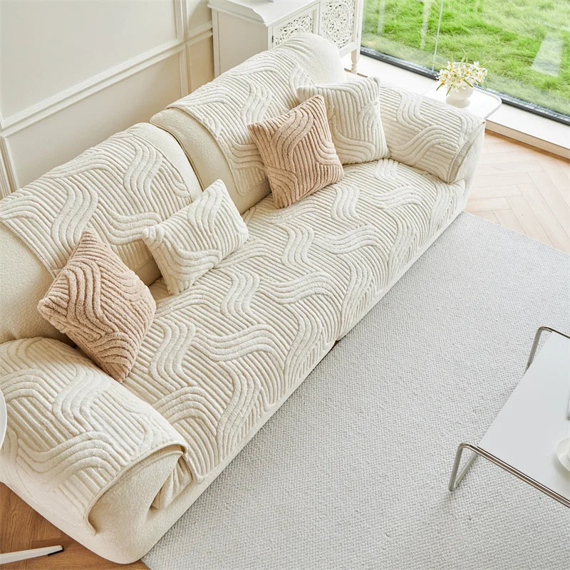 LuxuraFit™ Anti-Slip Velvet Sofa Cover – Premium Jacquard Couch Protector
