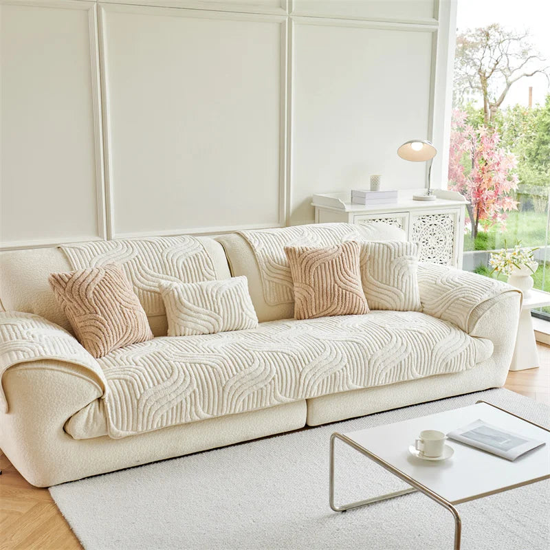 LuxuraFit™ Anti-Slip Velvet Sofa Cover – Premium Jacquard Couch Protector