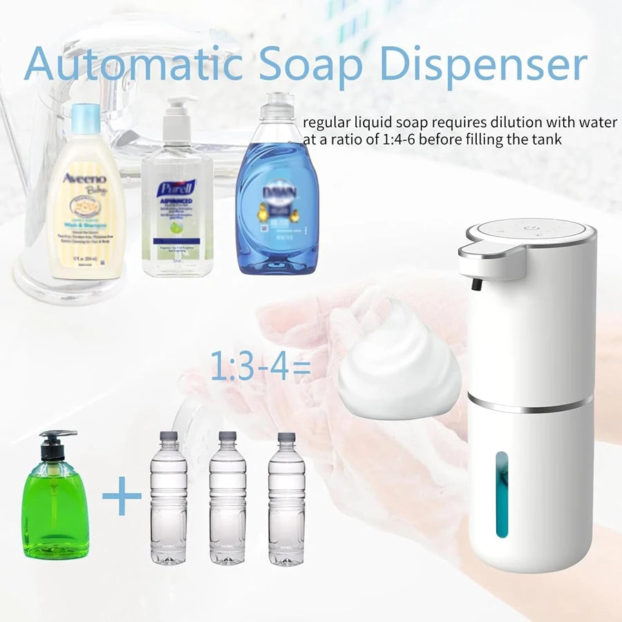 SmartFoam™ Automatic Soap Dispenser – USB Rechargeable Touchless Foaming Sensor, 380ml, 4-Level Adjustable