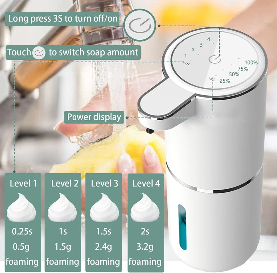 SmartFoam™ Automatic Soap Dispenser – USB Rechargeable Touchless Foaming Sensor, 380ml, 4-Level Adjustable