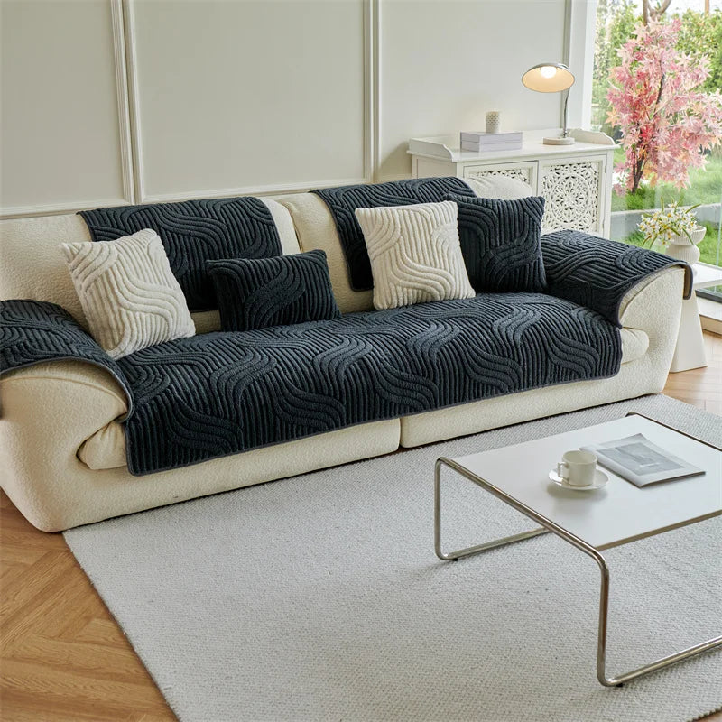 LuxuraFit™ Anti-Slip Velvet Sofa Cover – Premium Jacquard Couch Protector