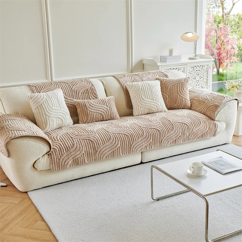LuxuraFit™ Anti-Slip Velvet Sofa Cover – Premium Jacquard Couch Protector