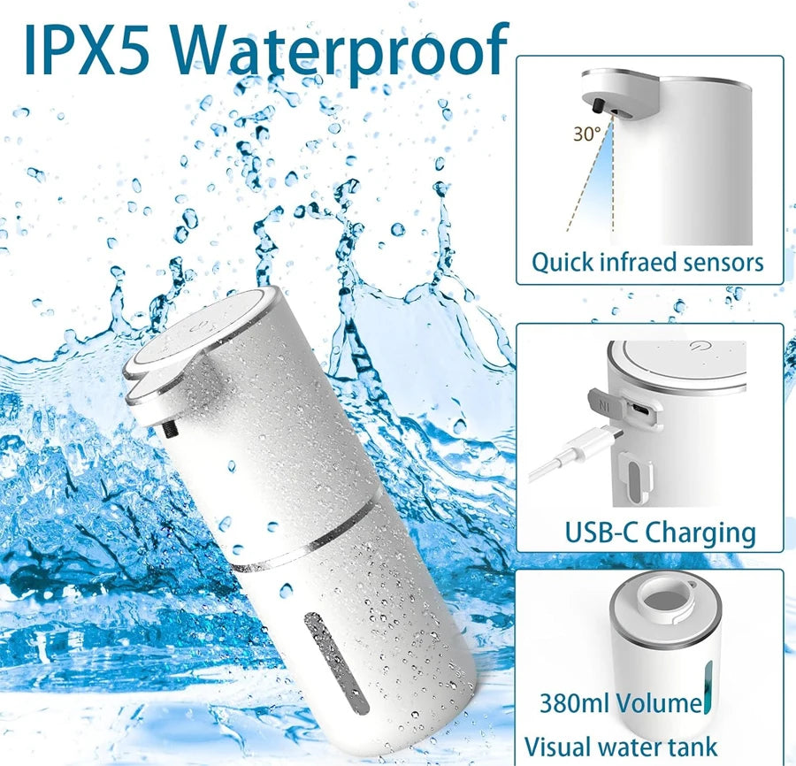 SmartFoam™ Automatic Soap Dispenser – USB Rechargeable Touchless Foaming Sensor, 380ml, 4-Level Adjustable