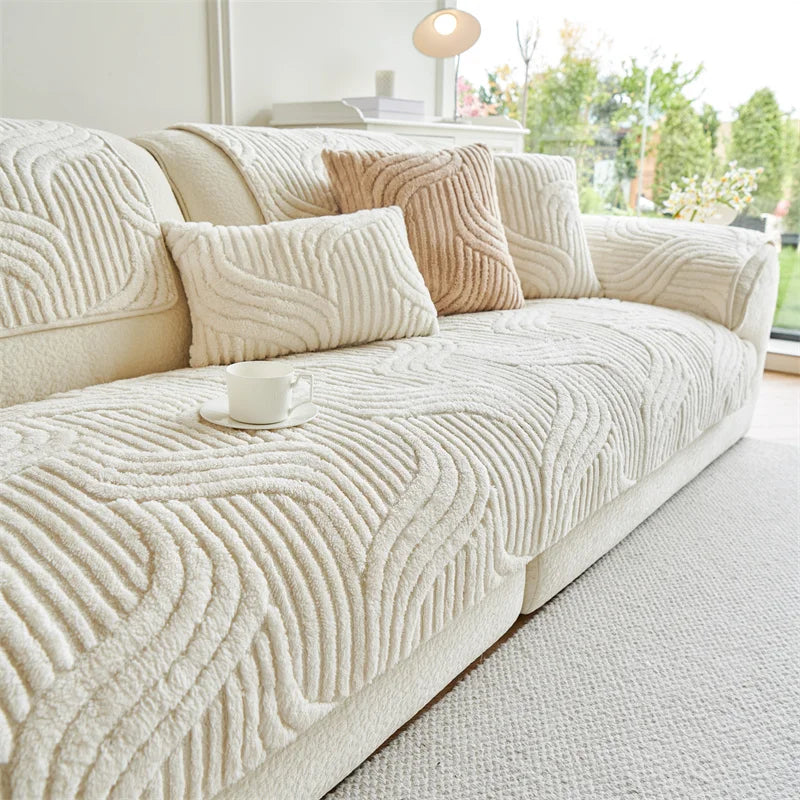 LuxuraFit™ Anti-Slip Velvet Sofa Cover – Premium Jacquard Couch Protector