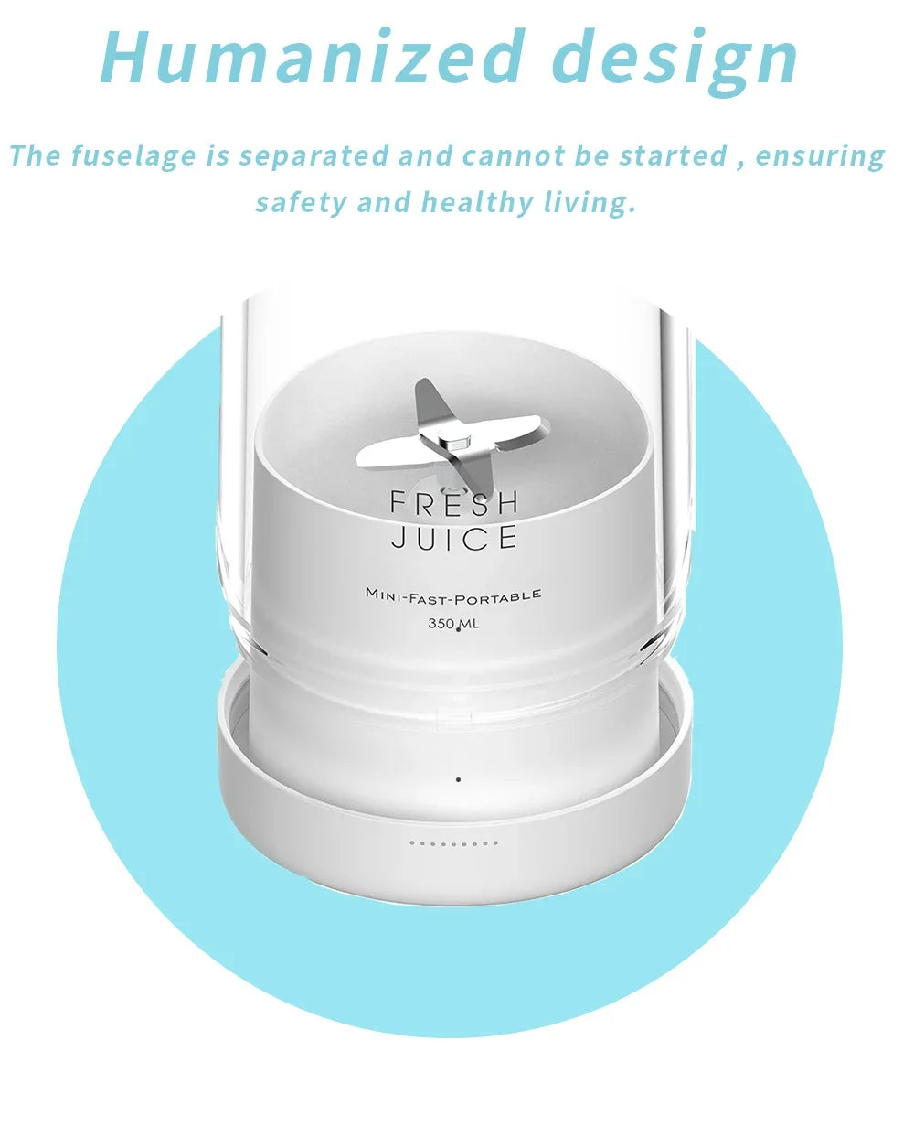 BlendGo™ Portable Juicer Blender – 350ml USB Rechargeable Smoothie Maker
