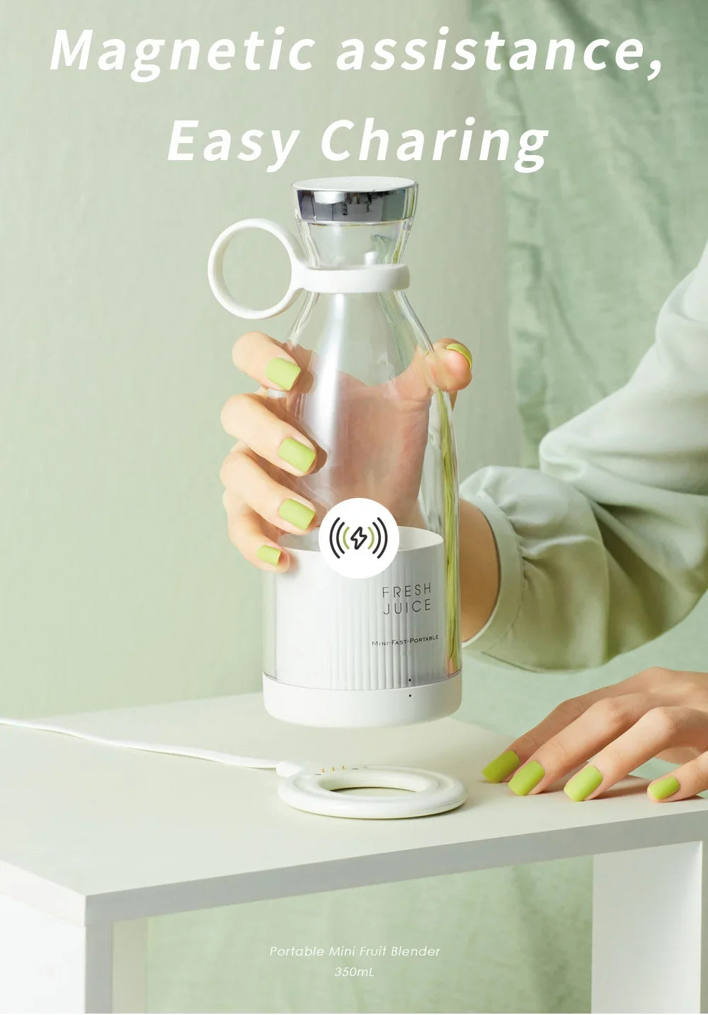BlendGo™ Portable Juicer Blender – 350ml USB Rechargeable Smoothie Maker