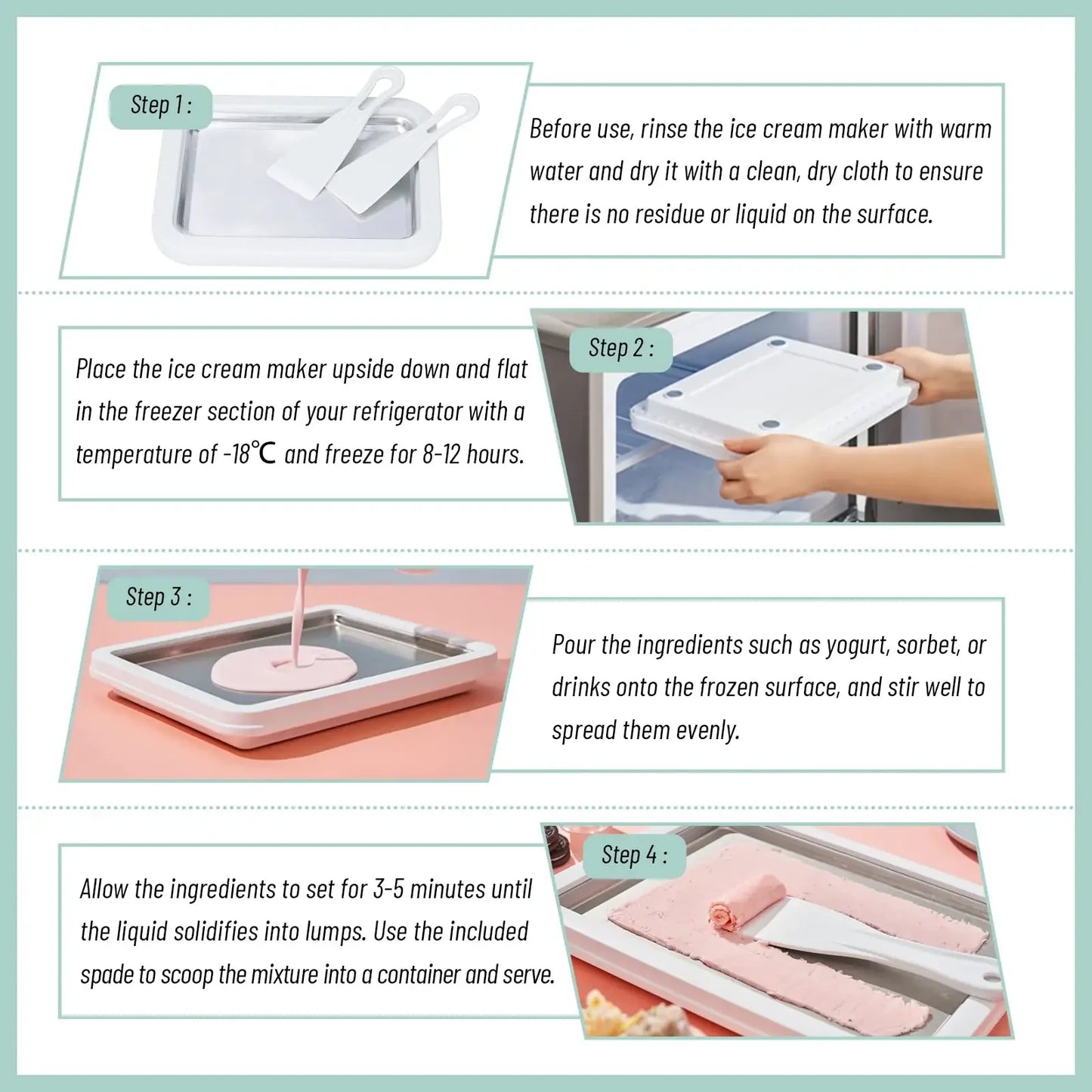 ChillRoll™ Rolled Ice Cream Maker Pan – DIY Frozen Yogurt & Ice Cream Roll Kit