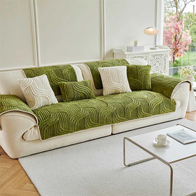 LuxuraFit™ Anti-Slip Velvet Sofa Cover – Premium Jacquard Couch Protector
