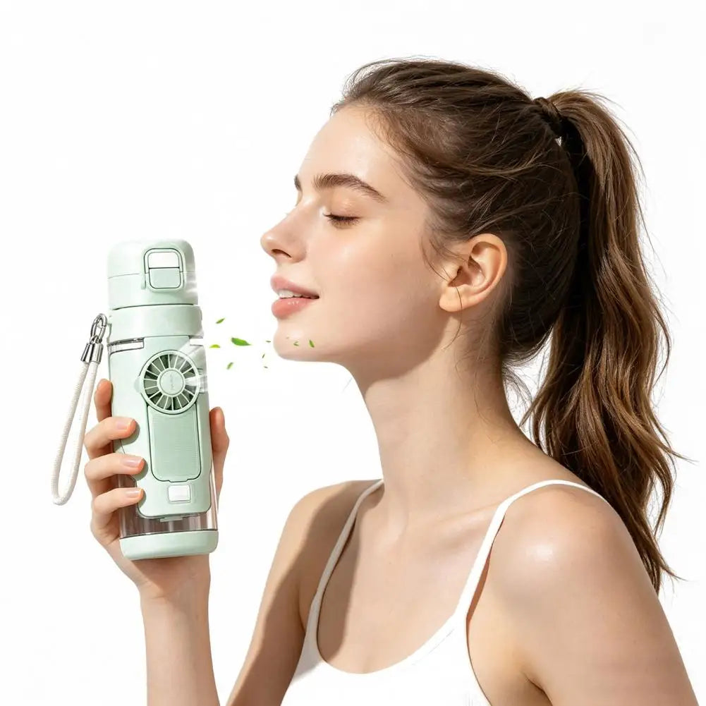 Home Haven Ends™ HydroBreeze™ 2-in-1 Fan Bottle – 690ml Rechargeable Cooling Water Bottle
