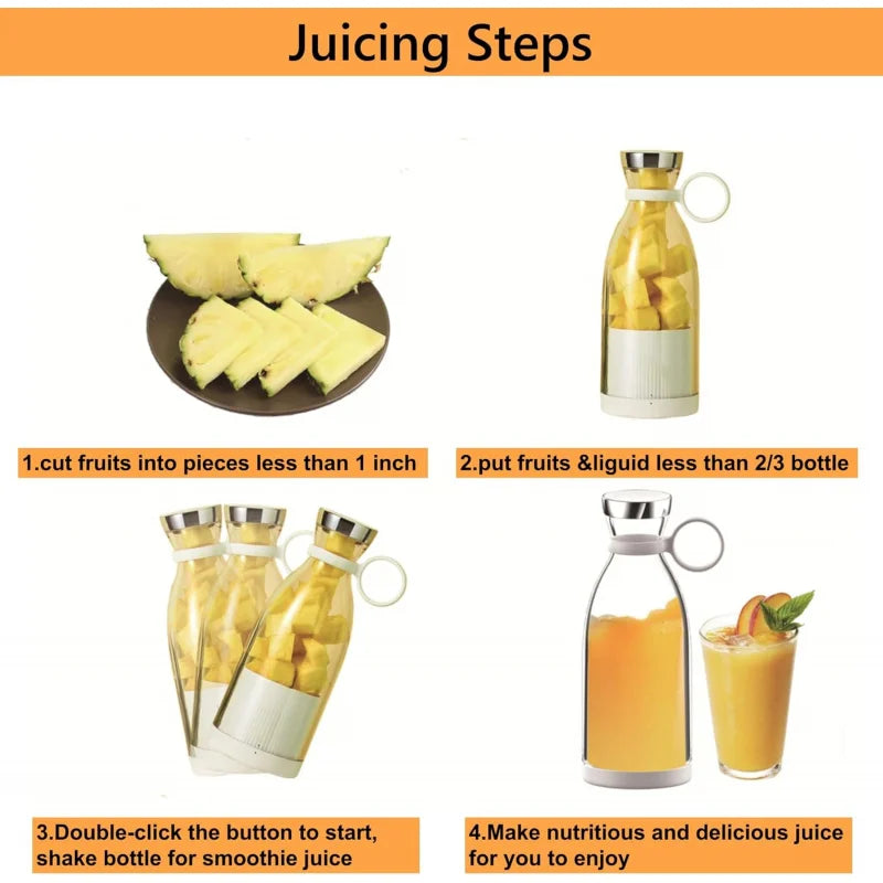 BlendGo™ Portable Juicer Blender – 350ml USB Rechargeable Smoothie Maker